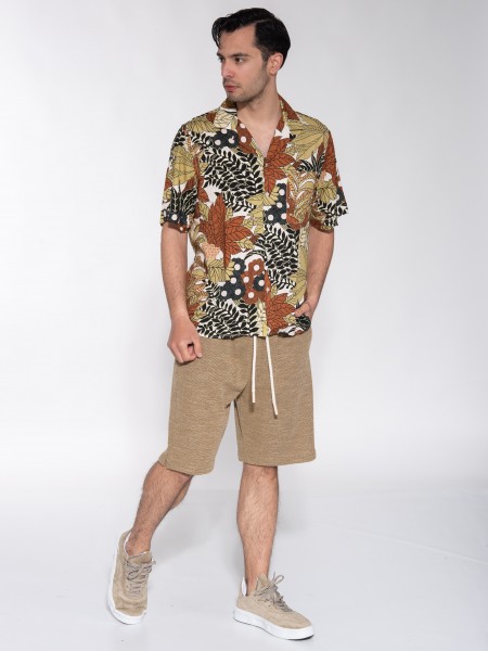 XAGON MAN Πουκάμισο κοντομάνικο P23042ADAILA Εμπριμέ - Εκρού - Καφέ XAGON MAN - 7