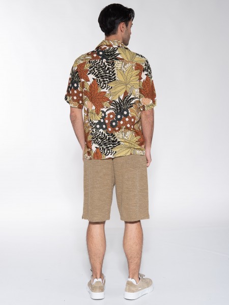 XAGON MAN Πουκάμισο κοντομάνικο P23042ADAILA Εμπριμέ - Εκρού - Καφέ XAGON MAN - 8