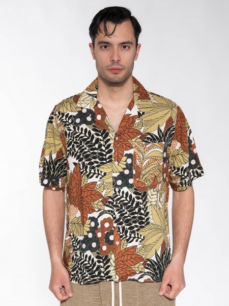 XAGON MAN Πουκάμισο κοντομάνικο P23042ADAILA Εμπριμέ - Εκρού - Καφέ XAGON MAN - 1