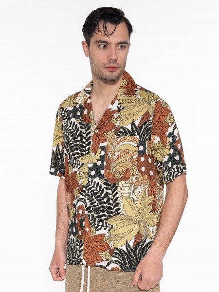 XAGON MAN Πουκάμισο κοντομάνικο P23042ADAILA Εμπριμέ - Εκρού - Καφέ XAGON MAN - 4