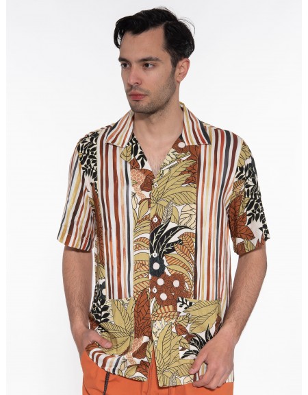 XAGON MAN Short sleeve shirt P23042ART149 Printed - Ecru - Olive XAGON MAN - 1