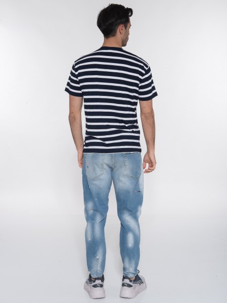 OVER-D T-shirt ριγέ - μαρινέρα OE1S2S3T51 Μπλε - Λευκό OVER-D - 8