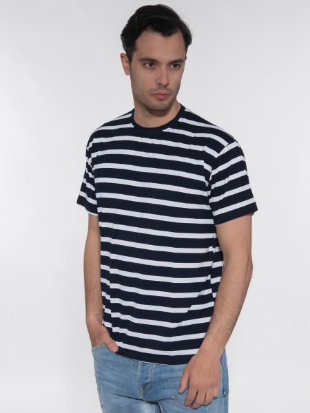 OVER-D T-shirt ριγέ - μαρινέρα OE1S2S3T51 Μπλε - Λευκό OVER-D - 4