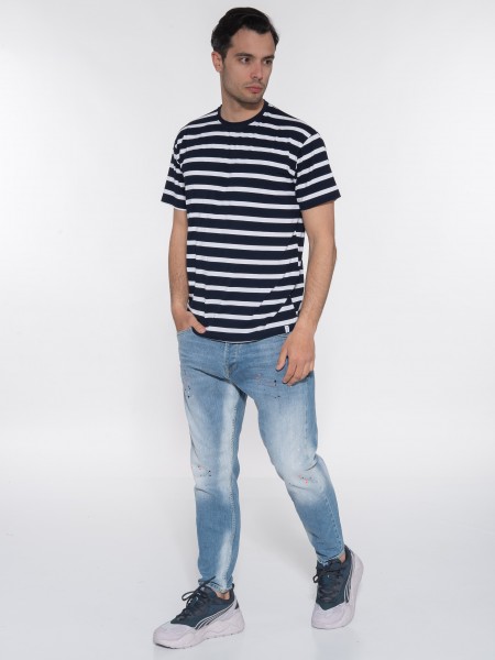 OVER-D T-shirt ριγέ - μαρινέρα OE1S2S3T51 Μπλε - Λευκό OVER-D - 9