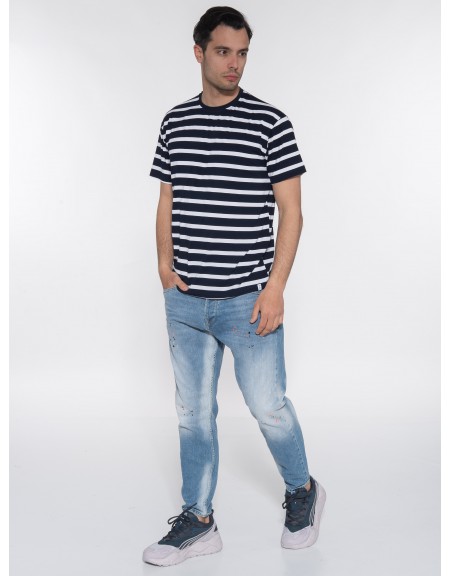OVER-D T-shirt ριγέ - μαρινέρα OE1S2S3T51 Μπλε - Λευκό OVER-D - 9