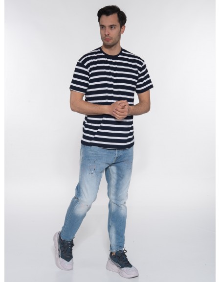 OVER-D T-shirt ριγέ - μαρινέρα OE1S2S3T51 Μπλε - Λευκό OVER-D - 7