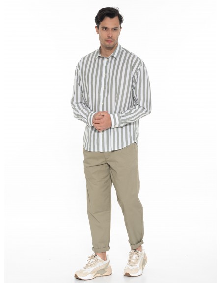 GABBA Striped Shirt HARVEY LS White - Olive GABBA - 9