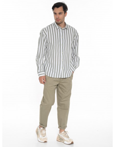 GABBA Striped Shirt HARVEY LS White - Olive GABBA - 10