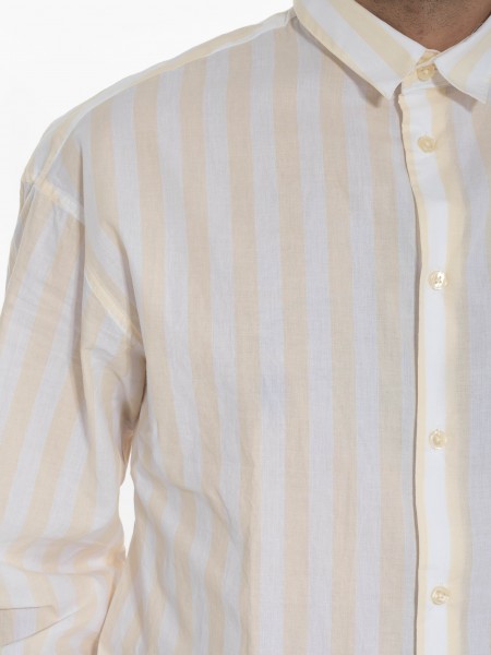 GABBA Πουκάμισο ριγέ HARVEY LS Λευκό - Κίτρινο GABBA - 5