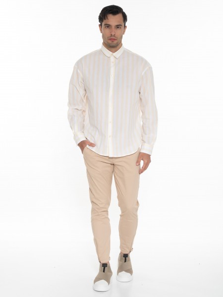 GABBA Πουκάμισο ριγέ HARVEY LS Λευκό - Κίτρινο GABBA - 6