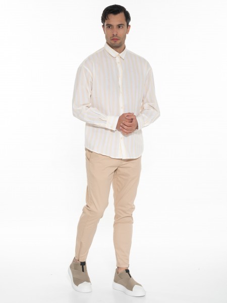 GABBA Πουκάμισο ριγέ HARVEY LS Λευκό - Κίτρινο GABBA - 7