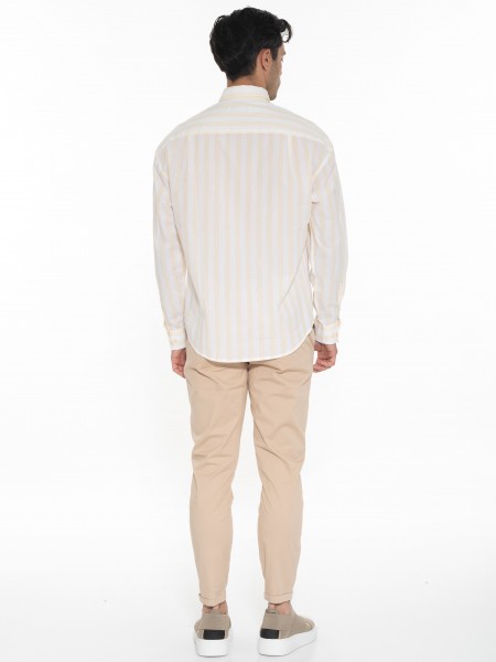 GABBA Πουκάμισο ριγέ HARVEY LS Λευκό - Κίτρινο GABBA - 8