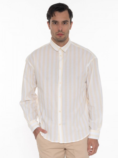 GABBA Πουκάμισο ριγέ HARVEY LS Λευκό - Κίτρινο GABBA - 1