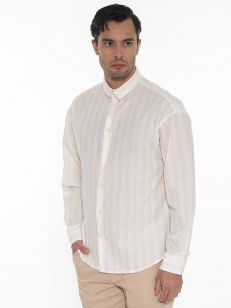 GABBA Πουκάμισο ριγέ HARVEY LS Λευκό - Κίτρινο GABBA - 4