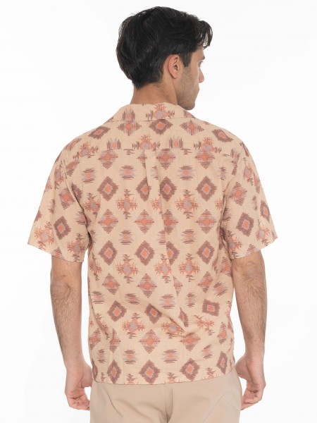 GABBA Πουκάμισο κοντομάνικο OLIVIER RESORT AOP SS Εμπριμέ - Καφέ - Μπεζ GABBA - 2