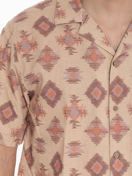 GABBA Πουκάμισο κοντομάνικο OLIVIER RESORT AOP SS Εμπριμέ - Καφέ - Μπεζ GABBA - 5