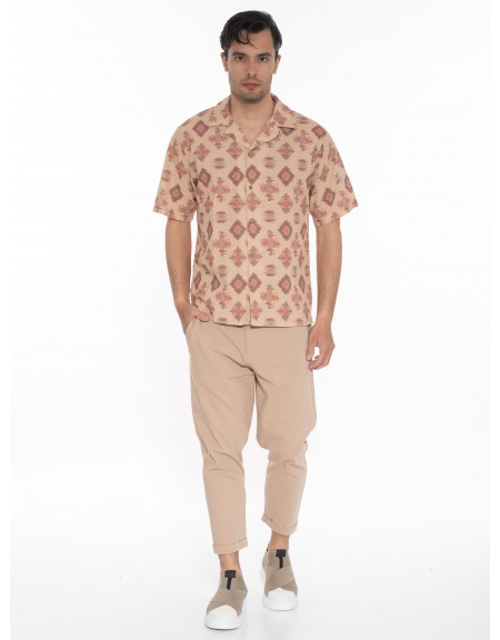 GABBA Πουκάμισο κοντομάνικο OLIVIER RESORT AOP SS Εμπριμέ - Καφέ - Μπεζ GABBA - 6