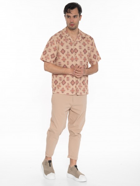 GABBA Πουκάμισο κοντομάνικο OLIVIER RESORT AOP SS Εμπριμέ - Καφέ - Μπεζ GABBA - 7