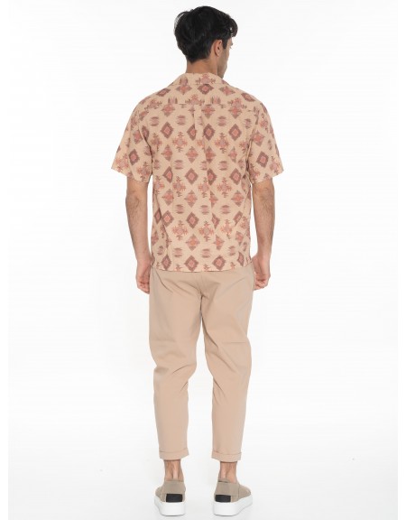 GABBA Πουκάμισο κοντομάνικο OLIVIER RESORT AOP SS Εμπριμέ - Καφέ - Μπεζ GABBA - 8