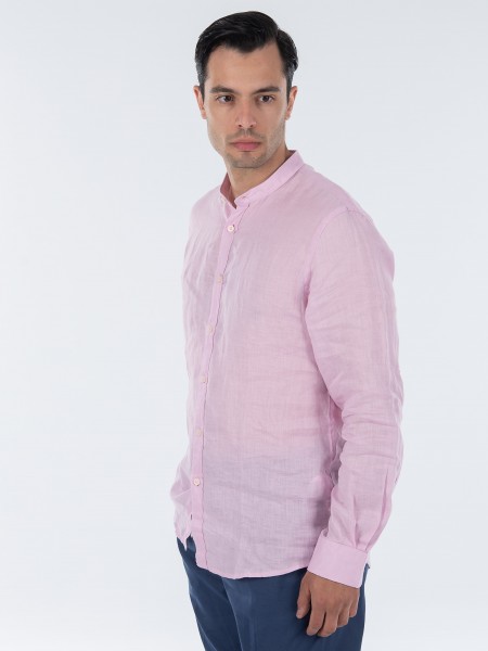 OVER-D Πουκάμισο λινό mao OC1S0S0C03 Ροζ OVER-D - 4