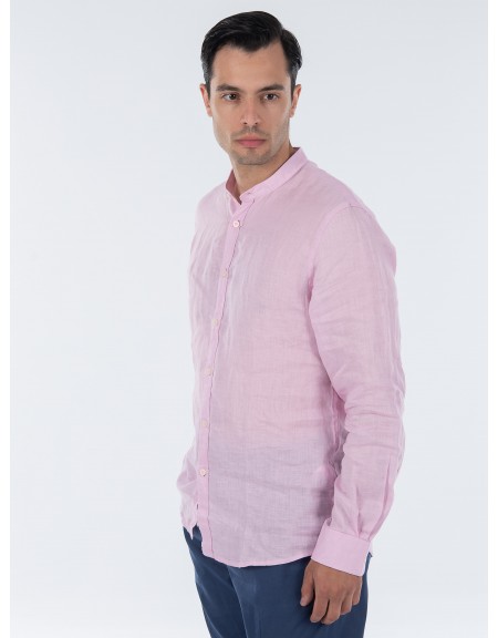 OVER-D Πουκάμισο λινό mao OC1S0S0C03 Ροζ OVER-D - 4