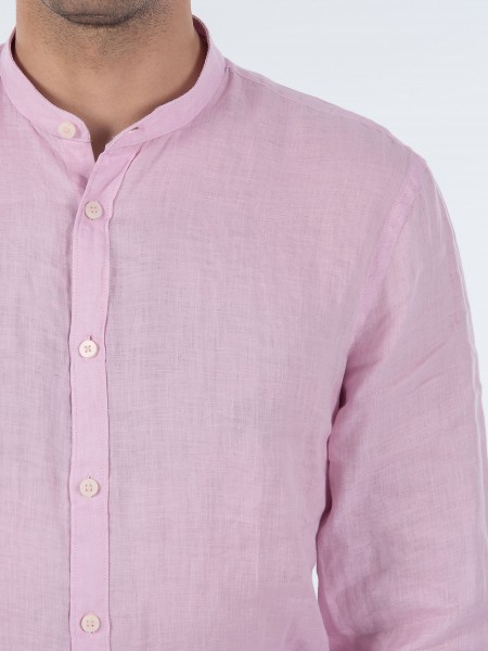 OVER-D Πουκάμισο λινό mao OC1S0S0C03 Ροζ OVER-D - 5