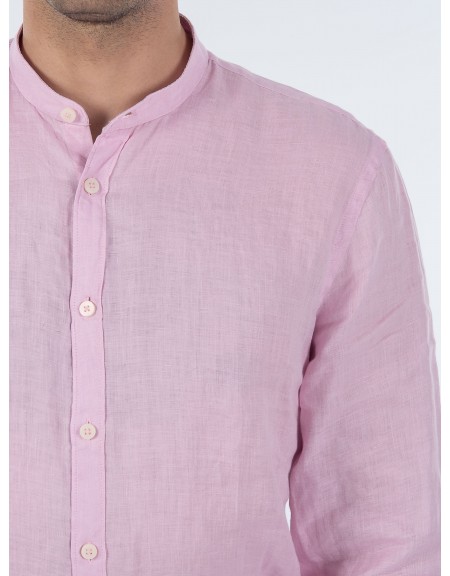 OVER-D Πουκάμισο λινό mao OC1S0S0C03 Ροζ OVER-D - 5