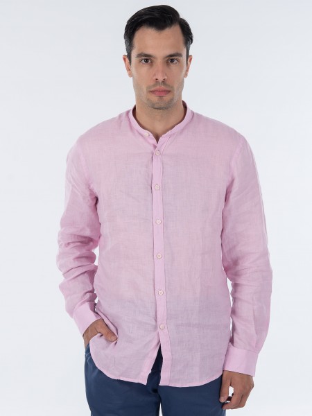 OVER-D Πουκάμισο λινό mao OC1S0S0C03 Ροζ OVER-D - 12