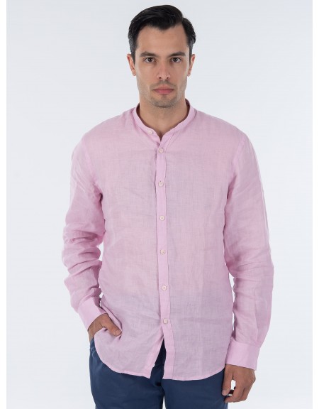 OVER-D Πουκάμισο λινό mao OC1S0S0C03 Ροζ OVER-D - 12