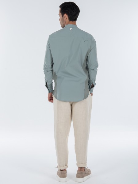 NINETEEN Πουκάμισο mao K23-1021 Τυρκουάζ NINETEEN - 8