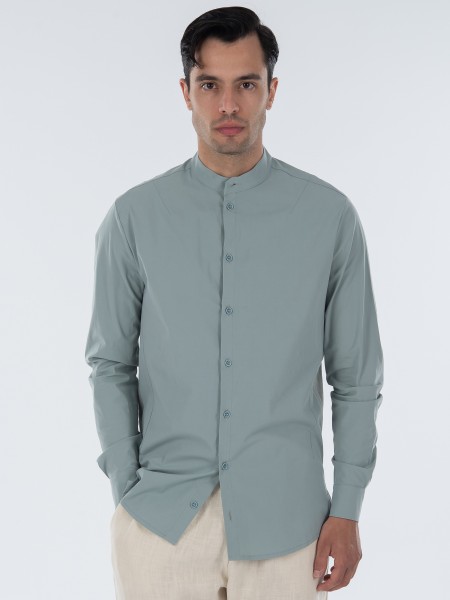 NINETEEN Πουκάμισο mao K23-1021 Τυρκουάζ NINETEEN - 1