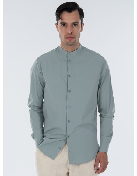 NINETEEN Πουκάμισο mao K23-1021 Τυρκουάζ NINETEEN - 1