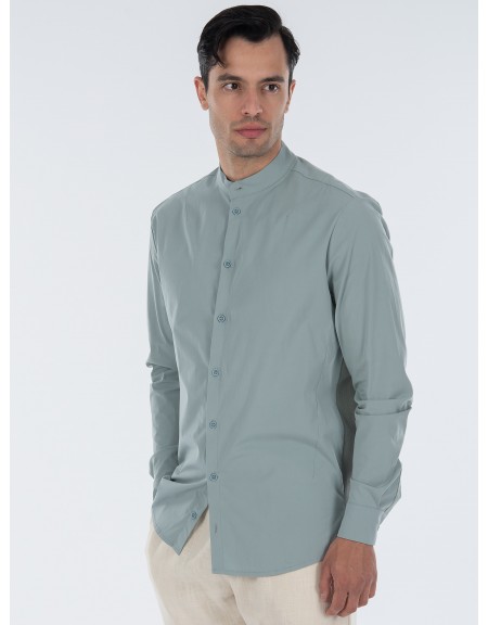 NINETEEN Πουκάμισο mao K23-1021 Τυρκουάζ NINETEEN - 4