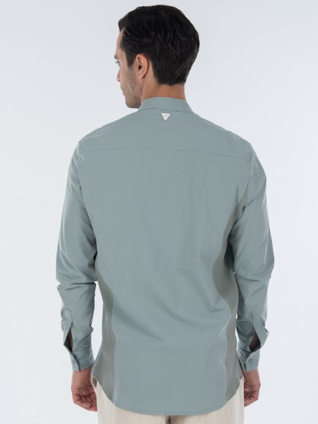 NINETEEN Πουκάμισο mao K23-1021 Τυρκουάζ NINETEEN - 2