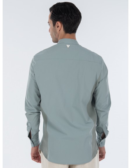 NINETEEN Πουκάμισο mao K23-1021 Τυρκουάζ NINETEEN - 2