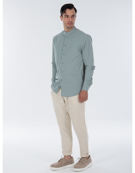 NINETEEN Πουκάμισο mao K23-1021 Τυρκουάζ NINETEEN - 9