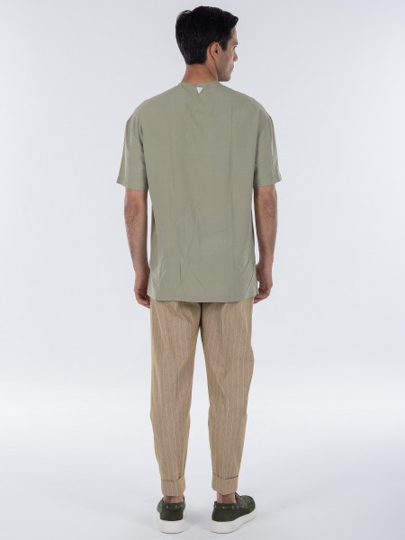 NINETEEN Πουκαμίσα mao K23-1030 Λαδί NINETEEN - 9