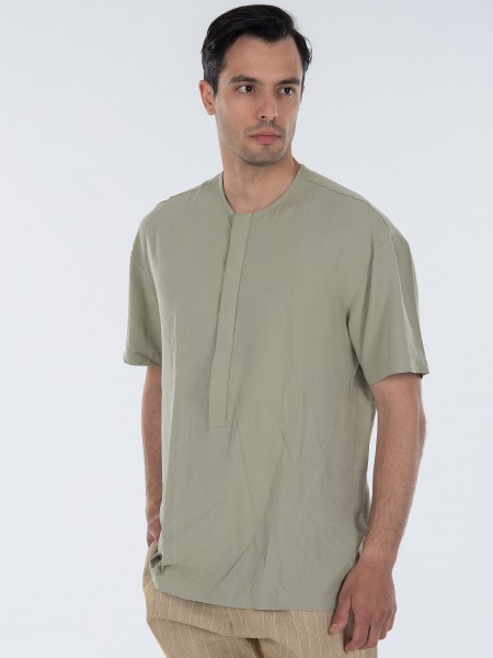 NINETEEN Πουκαμίσα mao K23-1030 Λαδί NINETEEN - 4