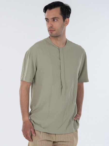 NINETEEN Shirt mao K23-1030 Olive NINETEEN - 3