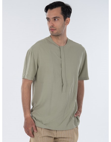 NINETEEN Shirt mao K23-1030 Olive NINETEEN - 3