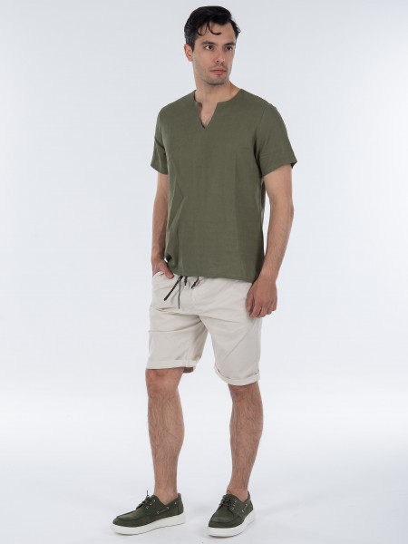 TAG T-shirt linen TMSS22407 MONTANITA Khaki TAG - 10
