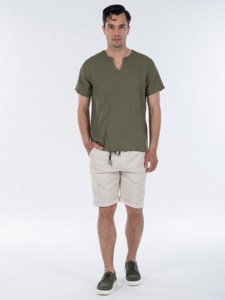 TAG T-shirt linen TMSS22407 MONTANITA Khaki TAG - 7