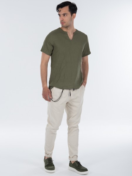TAG T-shirt linen TMSS22407 MONTANITA Khaki TAG - 8