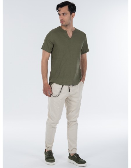 TAG T-shirt linen TMSS22407 MONTANITA Khaki TAG - 8
