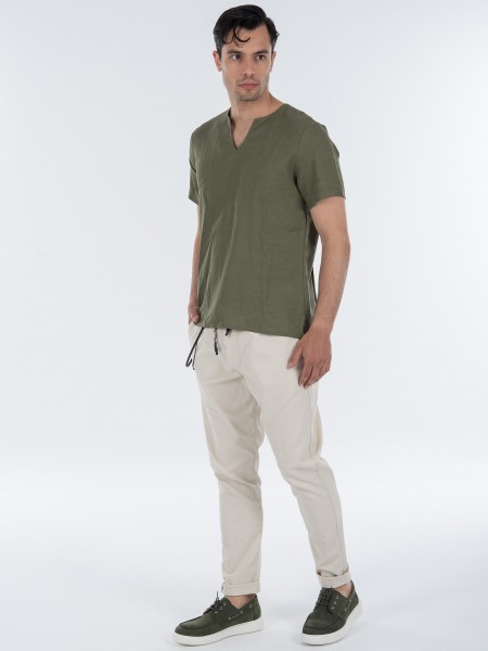 TAG T-shirt linen TMSS22407 MONTANITA Khaki TAG - 11