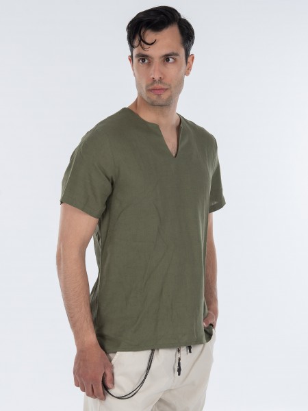 TAG T-shirt linen TMSS22407 MONTANITA Khaki TAG - 3