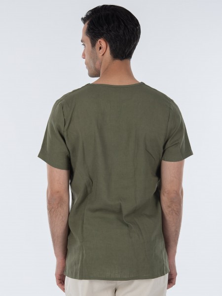 TAG T-shirt linen TMSS22407 MONTANITA Khaki TAG - 2