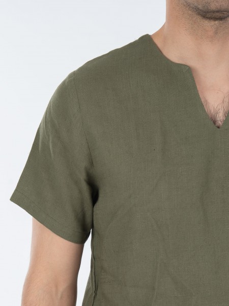 TAG T-shirt linen TMSS22407 MONTANITA Khaki TAG - 5