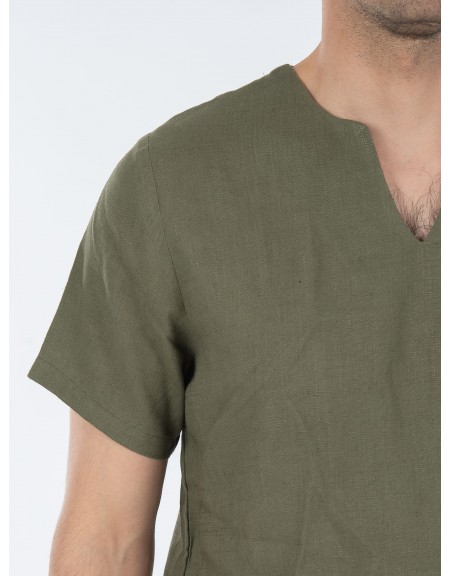 TAG T-shirt linen TMSS22407 MONTANITA Khaki TAG - 5