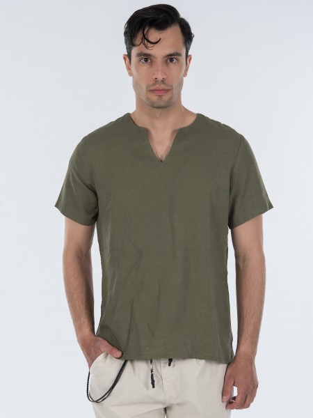 TAG T-shirt λινό TMSS22407 MONTANITA Χακί TAG - 12